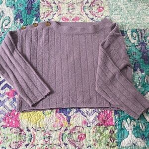 Lavender Button-Accent Women's Sweater